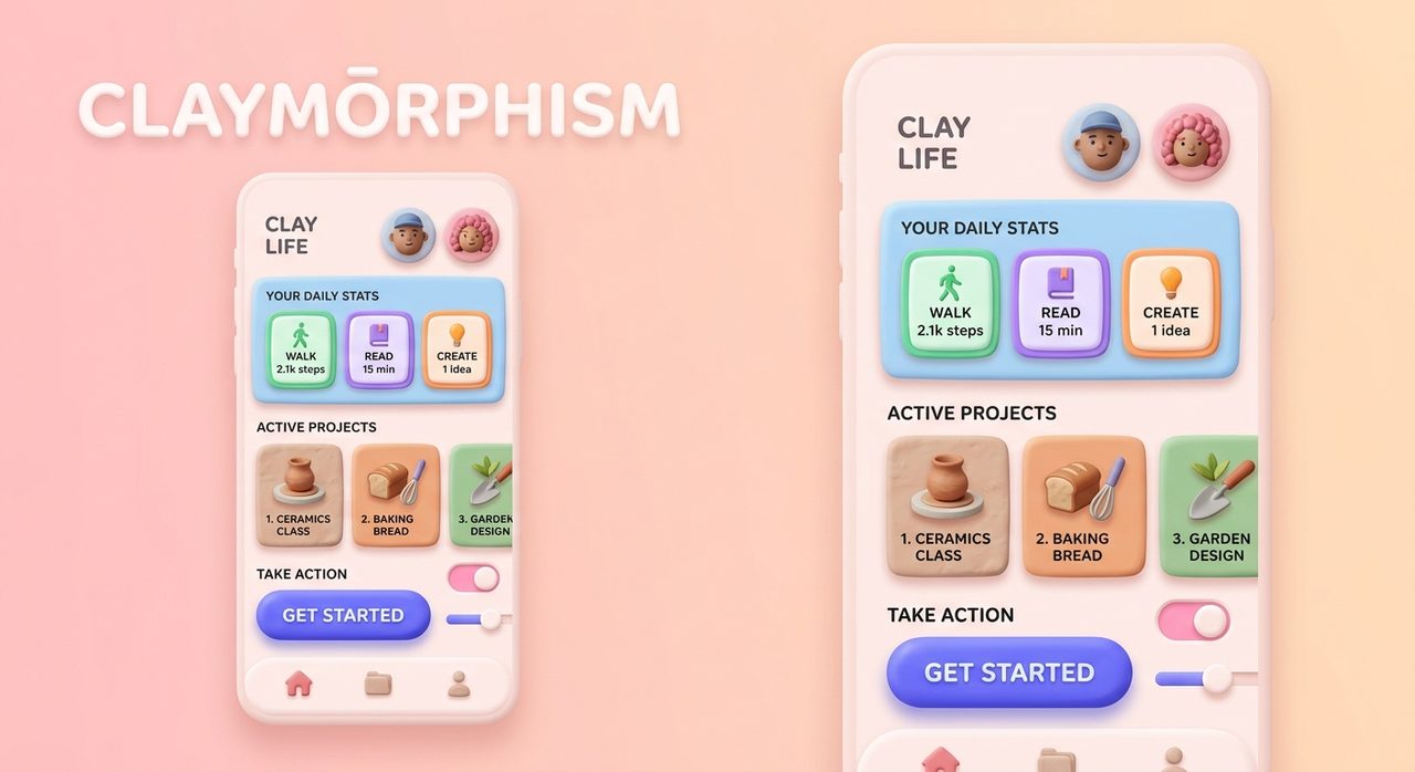 Claymorphism website design example
